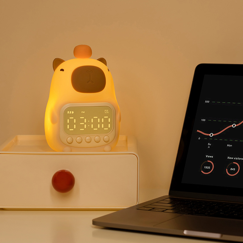 Niedliches Capybara Nachtlicht LED – Kinder Wecker & Nachtlampe für Schlafzimmer | Karnz