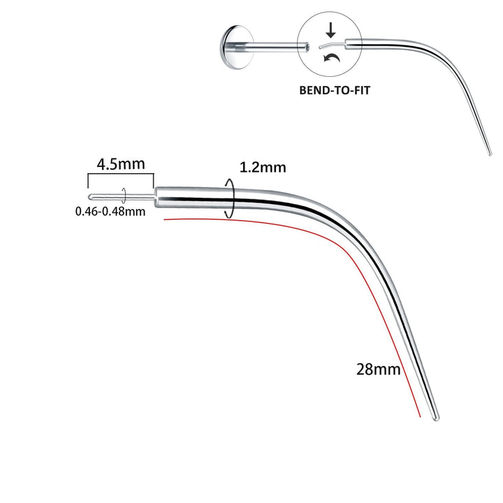 Titan-Piercingstab, flache Basis, Innengewinde