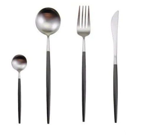 LUXURIÖSES EDELSTAHL-24-TEILIGES GOLD-SILBER-BESTECK-SET