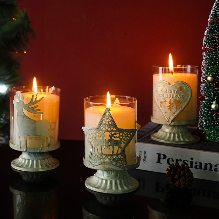 Kerzenständer aus Eisen und Glas, europäischer Stil