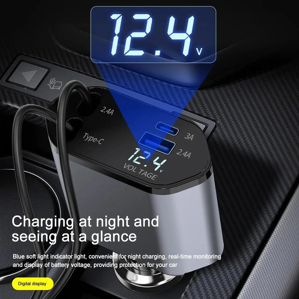 Faltbares Auto Ladegerät mit USB-C und USB-A – 120W Schnellladung | Karnz