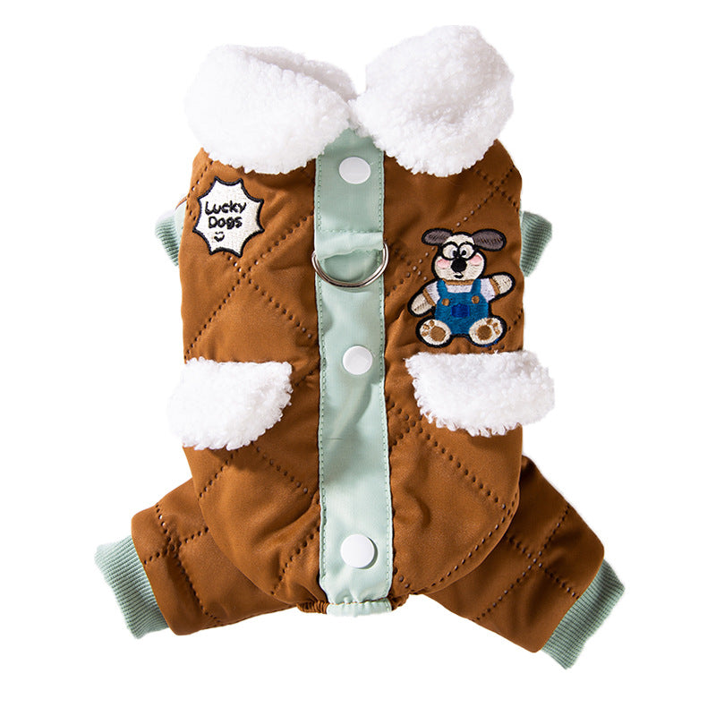 Winterjacke für kleine Hunde mit Taschen und Leine