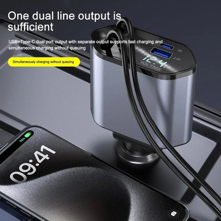 Faltbares Auto Ladegerät mit USB-C und USB-A – 120W Schnellladung | Karnz