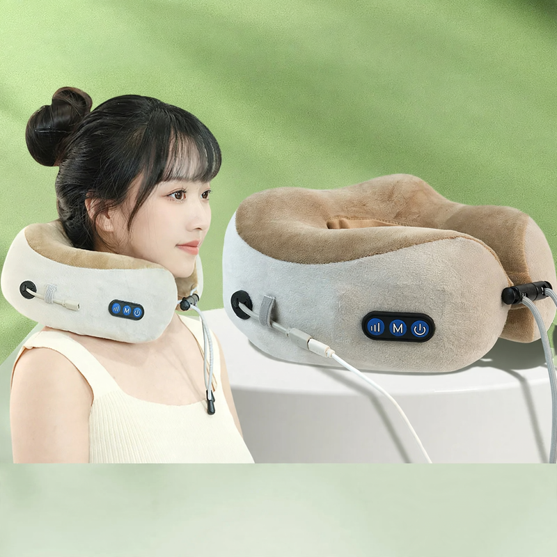 U-förmiges Nackenmassagekissen mit mechanischer Massage