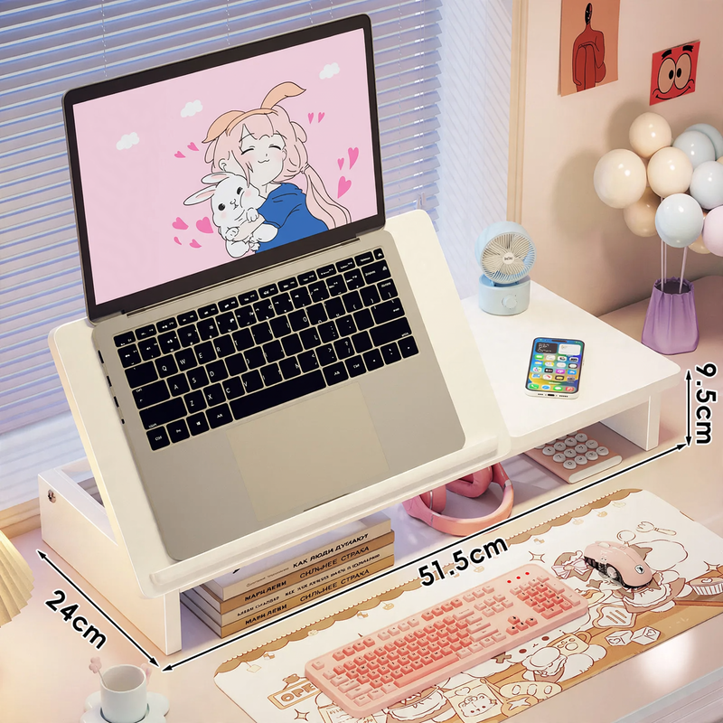 Holz-Laptop-Ständer mit Schreibtisch-Organizer