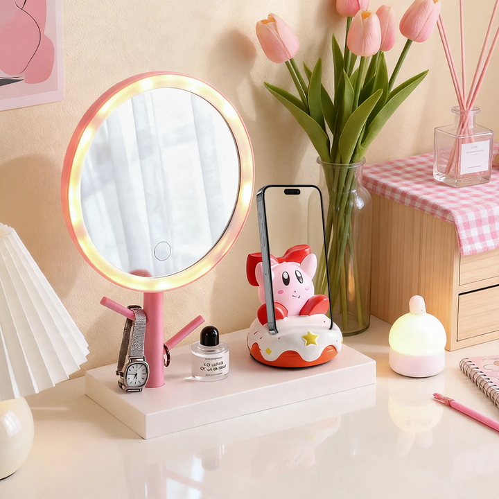 LED-Schminkspiegel mit Smartphone-Ständer