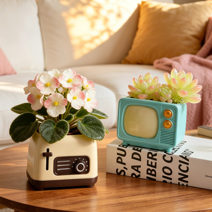 Vintage-Blumentopf, Retro-Design, ohne Pflanze