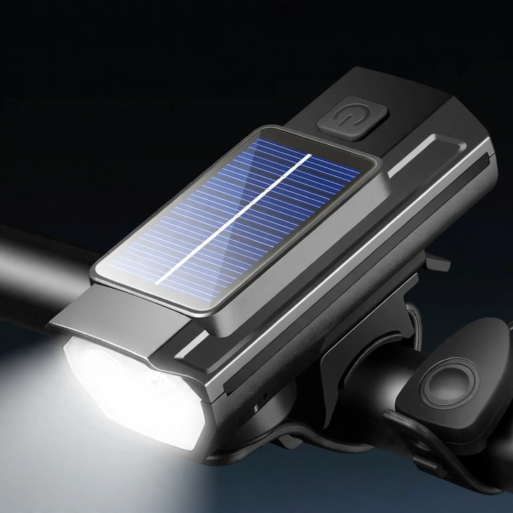Fahrradleuchte, Solarladung, mit Hupe und Klingel