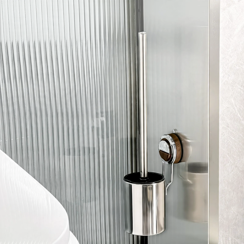 Toilettenbürste aus Edelstahl mit Saugnapf