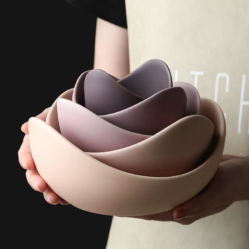 Keramikschalen-Set, Lotusform, Muted Colors