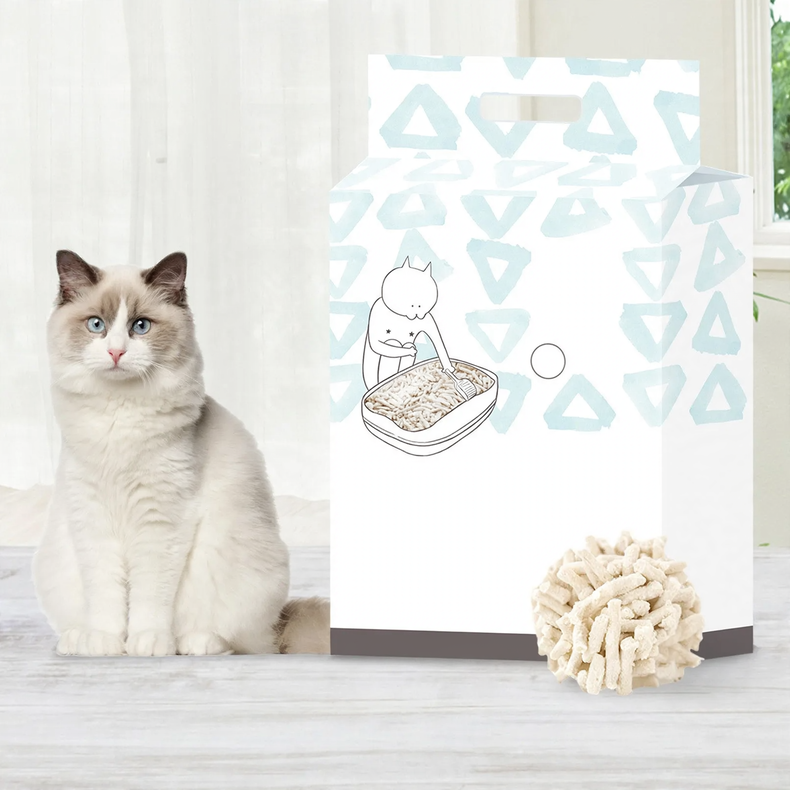 Katzenstreu aus Tofu und Bentonit mit Grüntee-Duft
