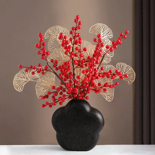 Chinesisches Dekorations-Set mit Vase und Früchten