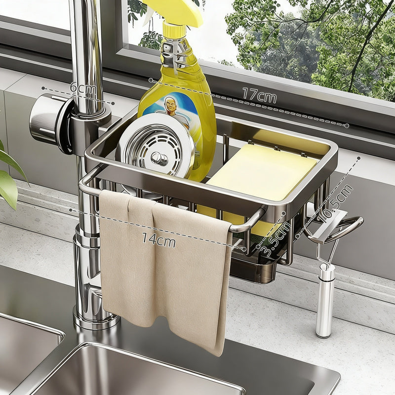 Aluminium-Spülbecken-Organizer mit Ablaufschale
