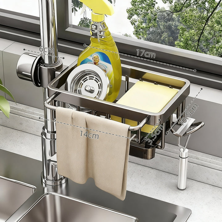 Aluminium-Spülbecken-Organizer mit Ablaufschale