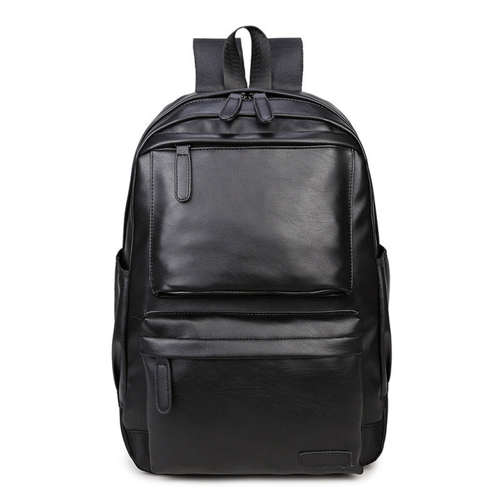 Herren-Rucksack, PU-Leder, kompakt, für Laptop bis 14 Zoll