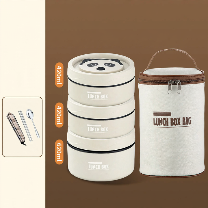 Edelstahl-Lunchbox, rund, 470–600 ml, mit Deckel