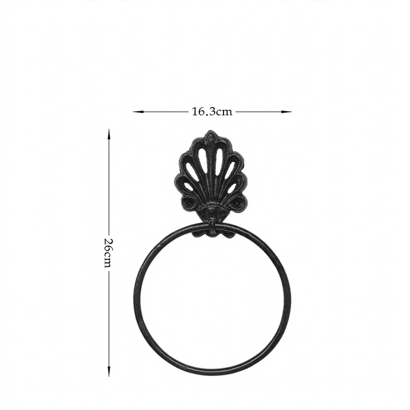 Gusseisen-Handtuchring, Vintage-Stil, schwarz