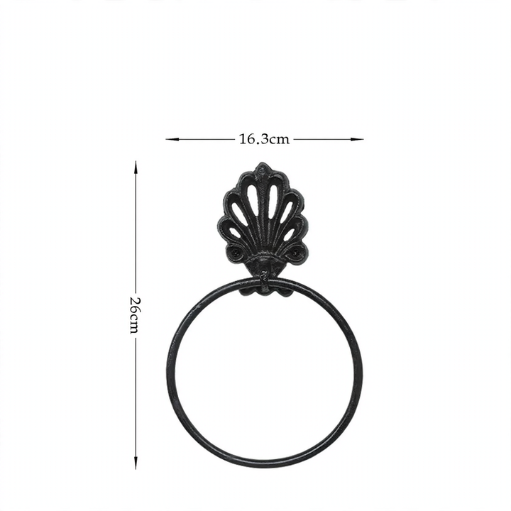 Gusseisen-Handtuchring, Vintage-Stil, schwarz