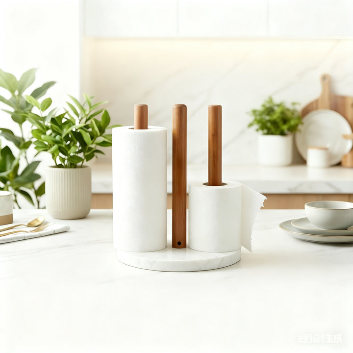 Papierrollenhalter aus Marmor und Holz