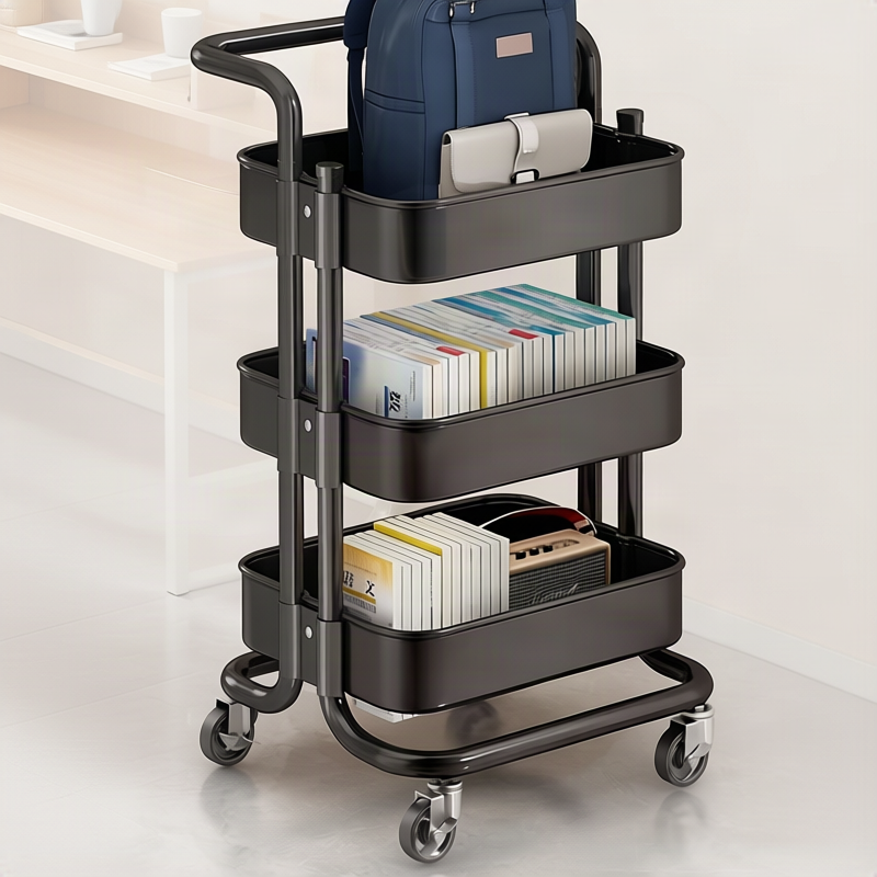 Fahrbares Bücherregal mit Rollen, klappbar