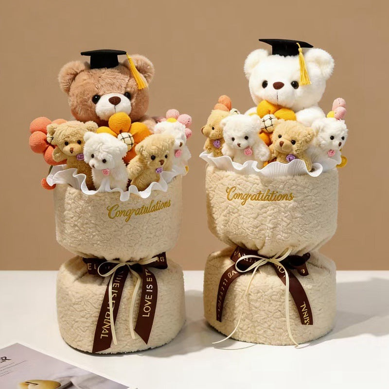 Plüsch-Teddybär mit Blumenstrauß, 45 cm