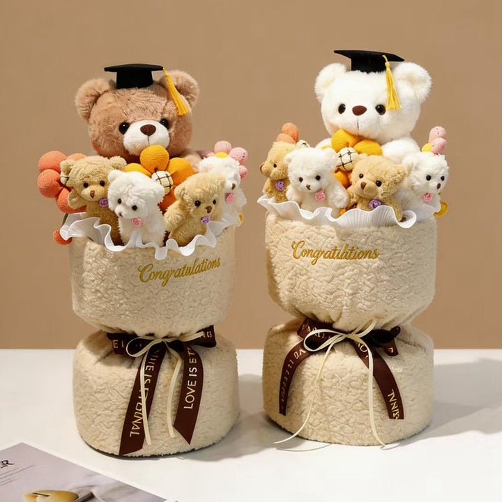 Plüsch-Teddybär mit Blumenstrauß, 45 cm