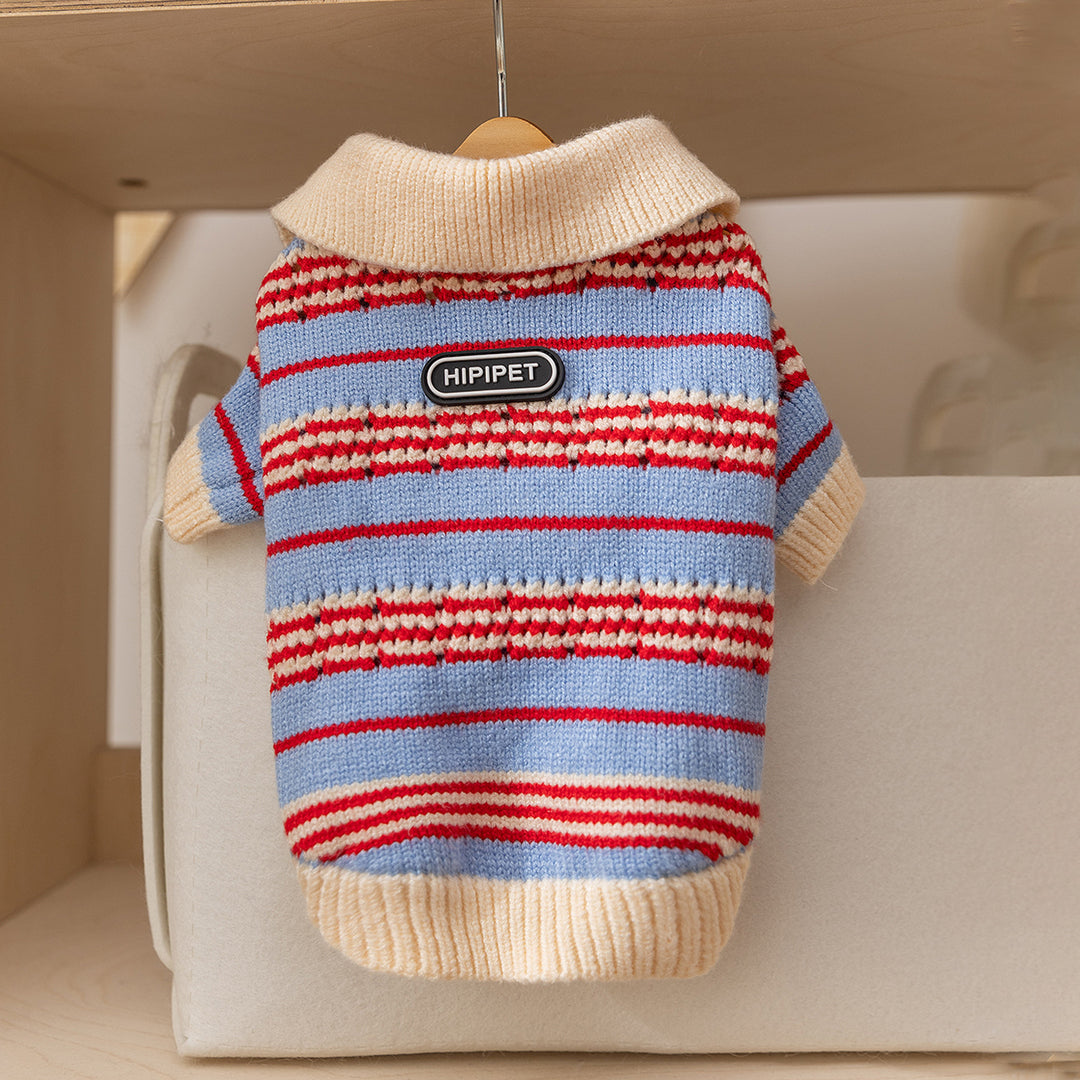 Gestreifte Strickjacke für kleine Hunde, Herbst und Winter