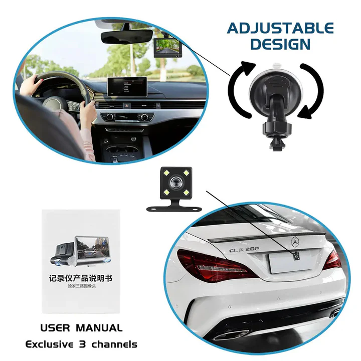 4-Zoll-Touchscreen-Front- und Rückfahrkamera