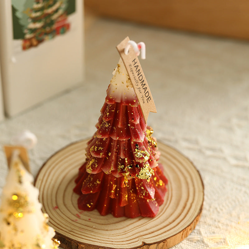 Duftkerze Weihnachtsbaum aus Sojawachs mit Blattgold