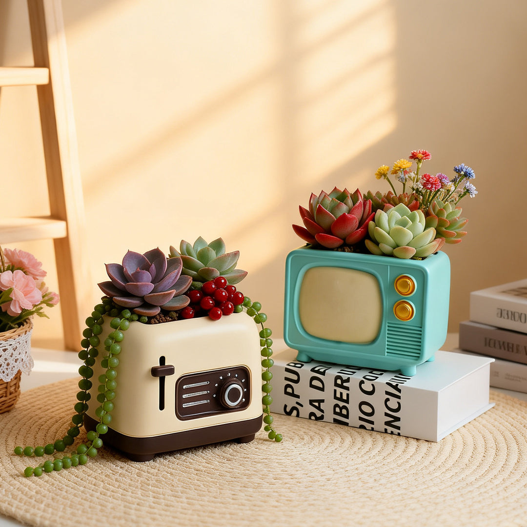 Vintage-Blumentopf, Retro-Design, ohne Pflanze