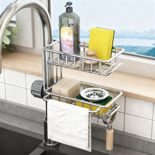 Edelstahl-Ablagekorb für Spüle und Wasserhahn