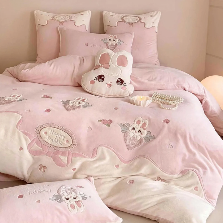 Bettwäsche-Set 4-teilig, Milchfleece, Cartoon-Muster