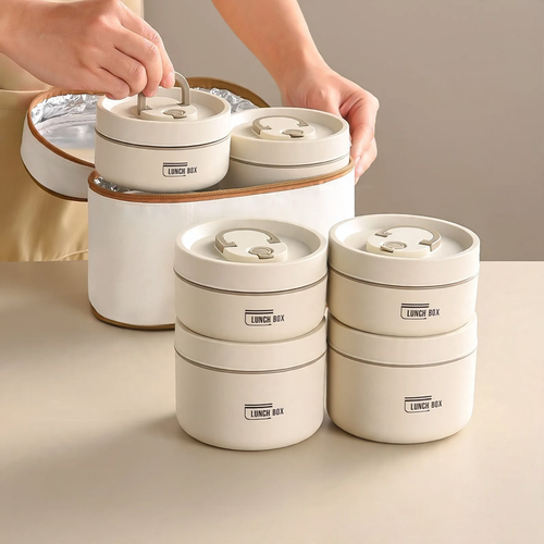 Edelstahl-Lunchbox, rund, 470–600 ml, mit Deckel