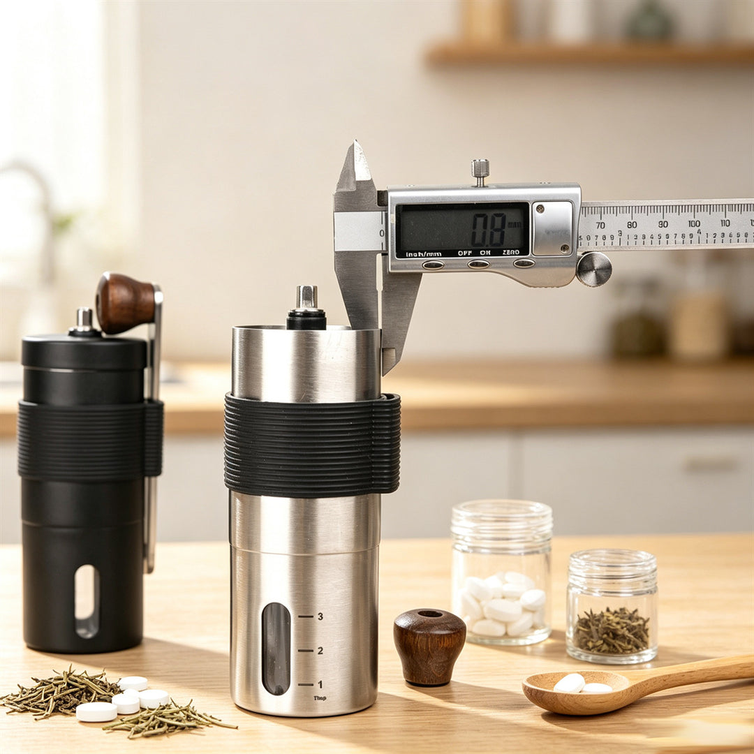 Handkaffeemühle aus Edelstahl mit Keramikmahlwerk