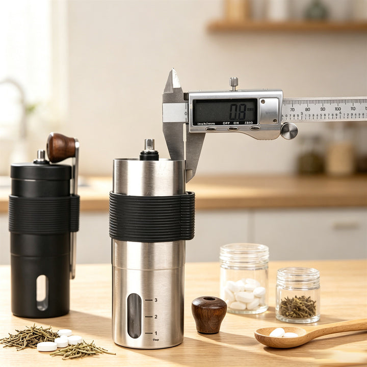 Handkaffeemühle aus Edelstahl mit Keramikmahlwerk