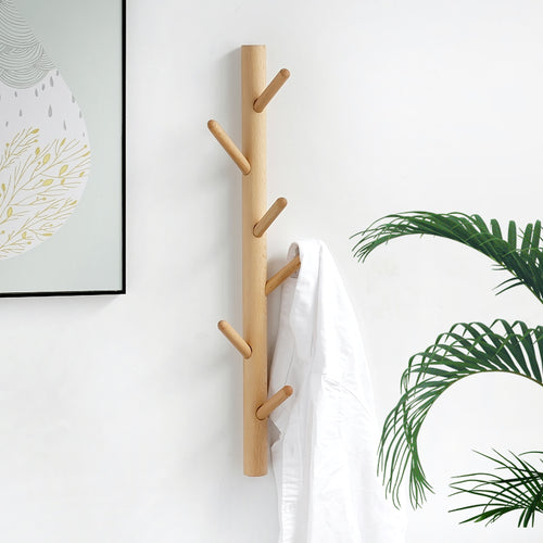 Holz-Wandgarderobe in Baumform, nordisches Design