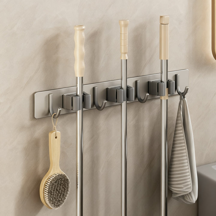 Wandhalter für Besen und Mopp aus Edelstahl