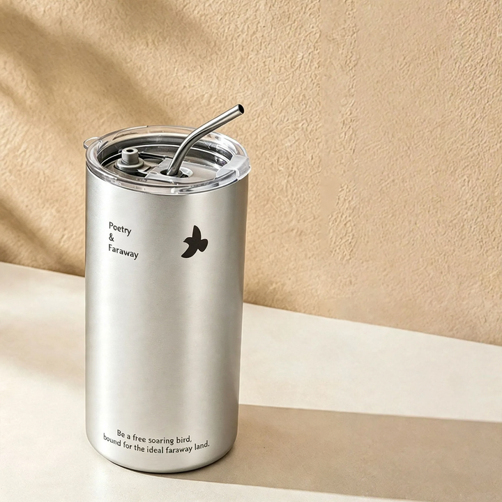 Isolierbecher 350–600 ml mit Doppelwand und Trinkdeckel