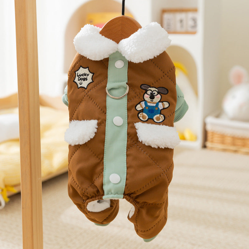 Winterjacke für kleine Hunde mit Taschen und Leine