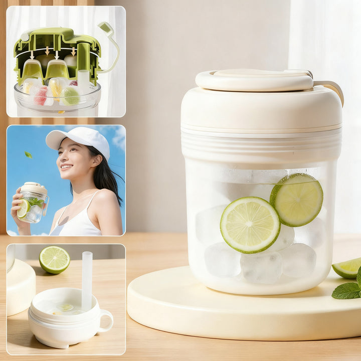 3-in-1 Eiswürfel-Trinkbecher mit integriertem Eisfach