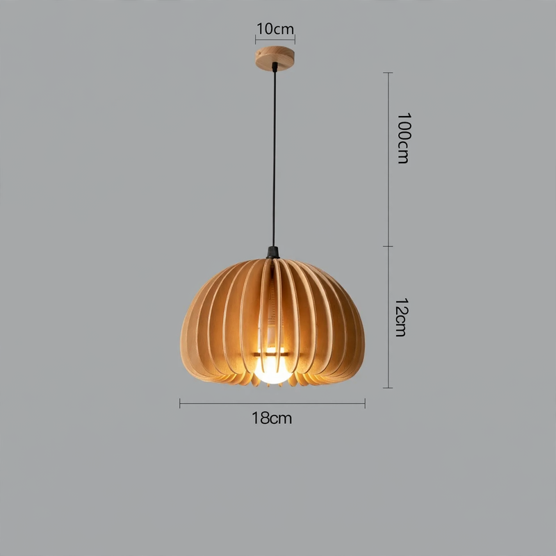 Holz-Hängelampe mit LED, höhenverstellbar