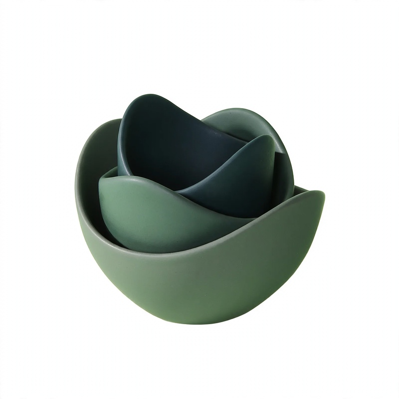 Keramikschalen-Set, Lotusform, Muted Colors