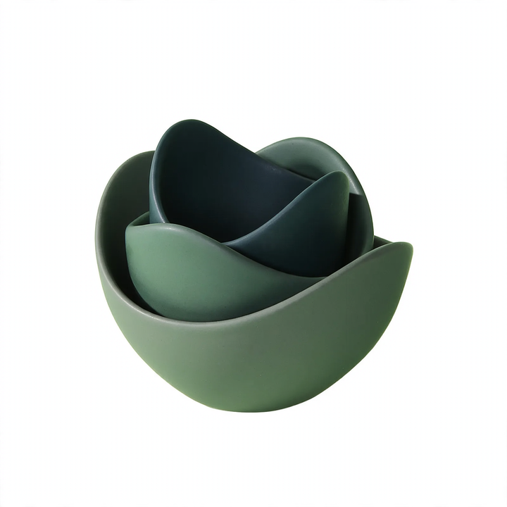 Keramikschalen-Set, Lotusform, Muted Colors