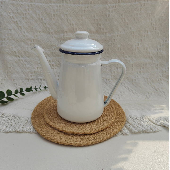 Emaillierte Handbrühkanne aus Stahlblech, 1,2 L