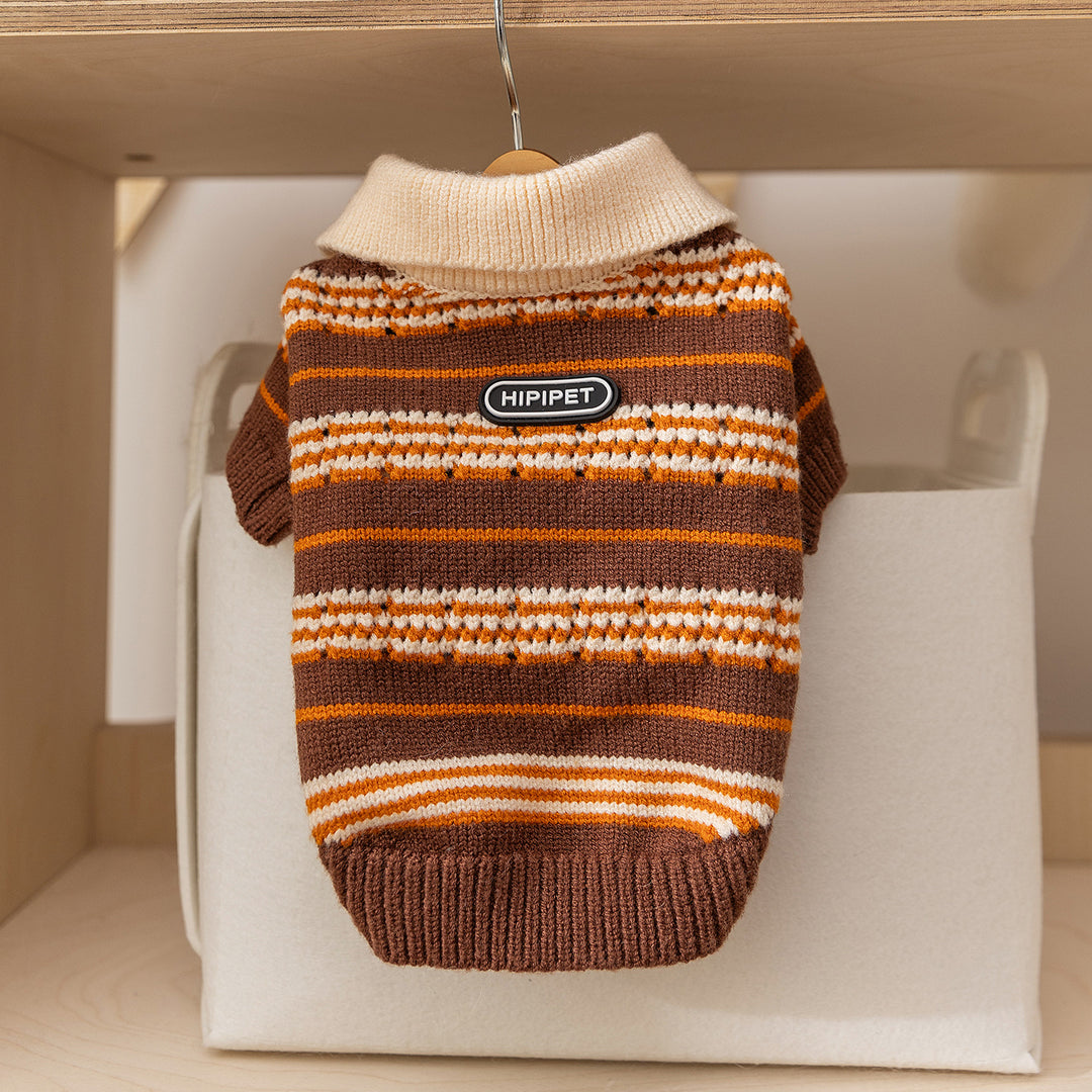 Gestreifte Strickjacke für kleine Hunde, Herbst und Winter