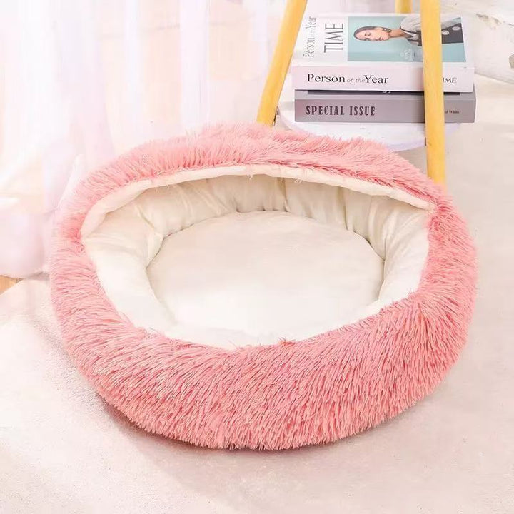 Flauschiges Katzenbett, rund, wärmend