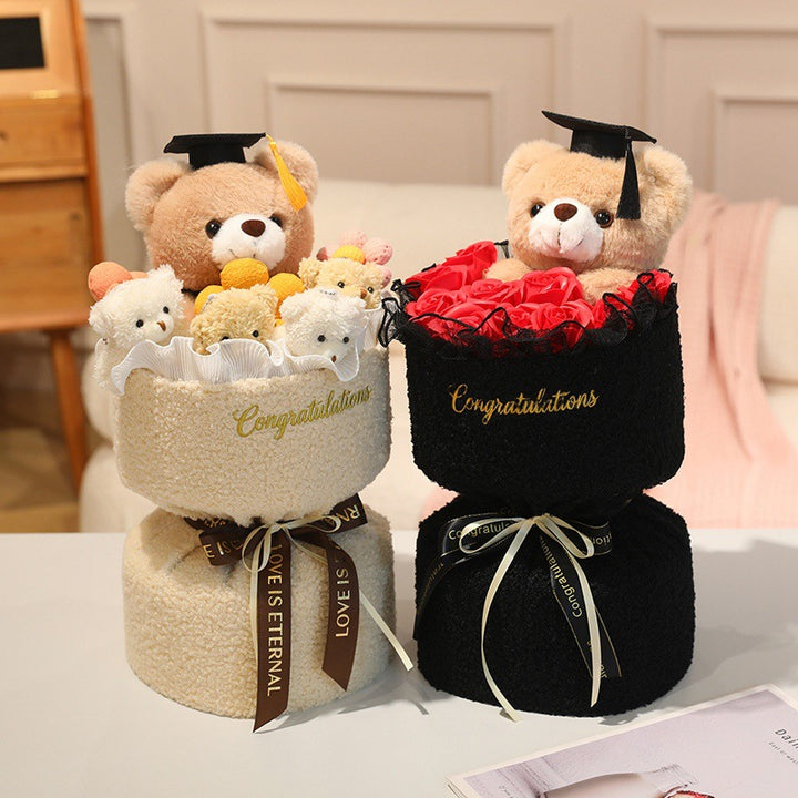 Plüsch-Teddybär mit Blumenstrauß, 45 cm