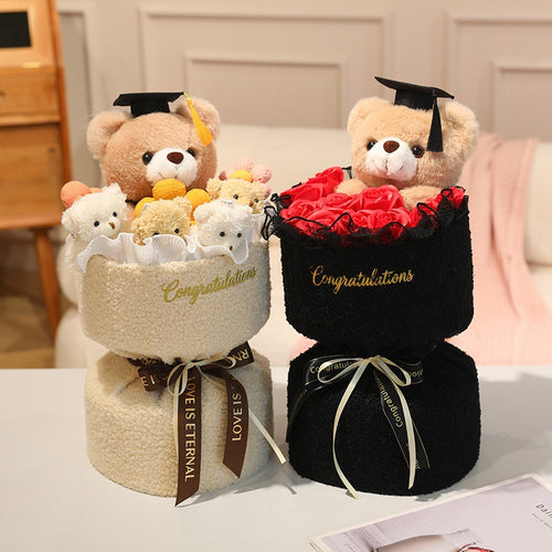 Plüsch-Teddybär mit Blumenstrauß, 45 cm