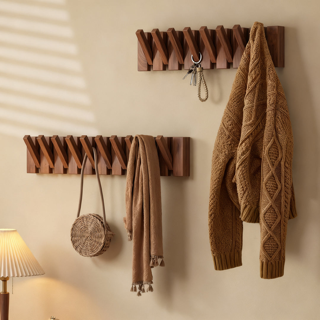 Holz-Wandgarderobe Klaviertasten-Design, 4–12 Haken
