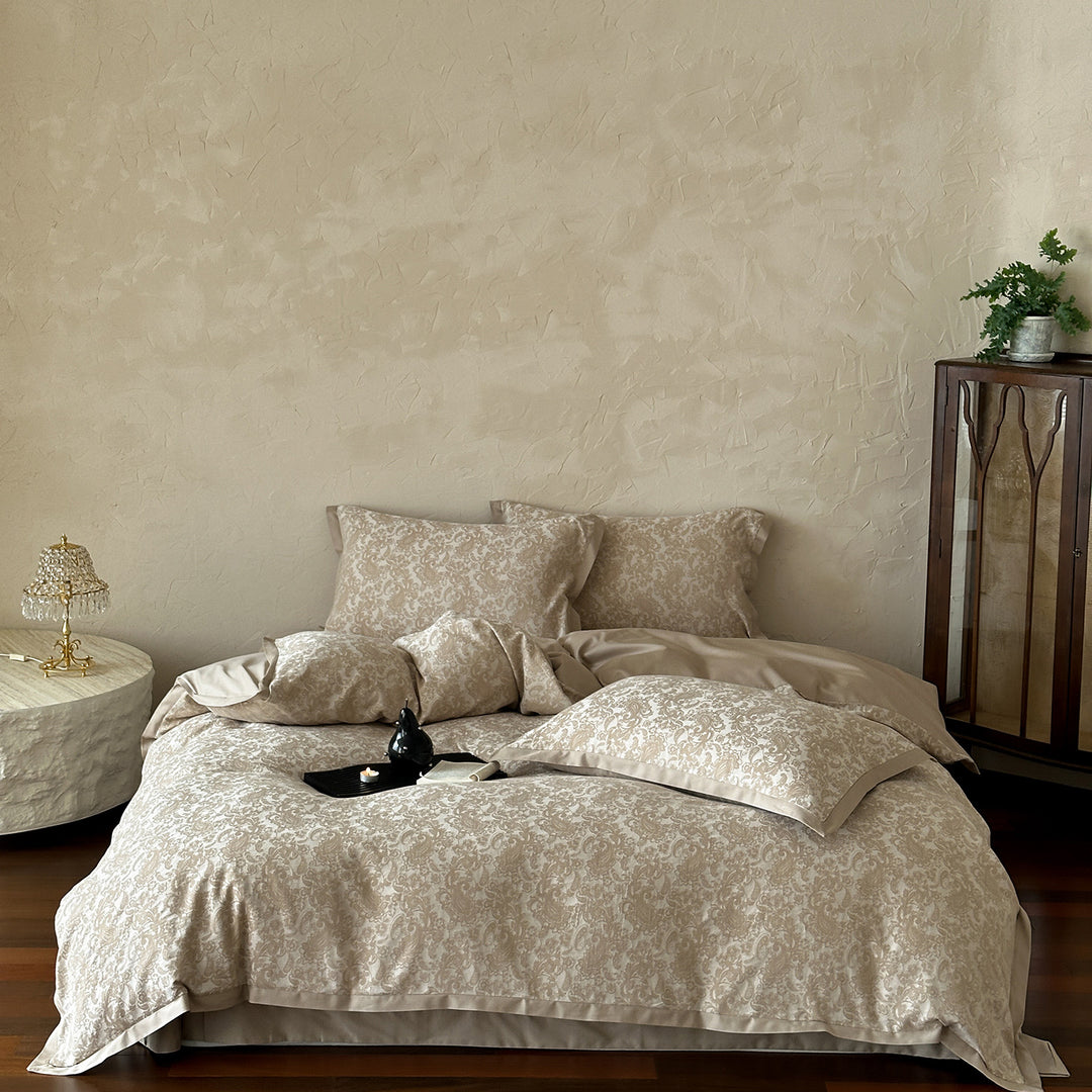 Baumwoll-Bettwäsche-Set, 4-teilig, Jacquard